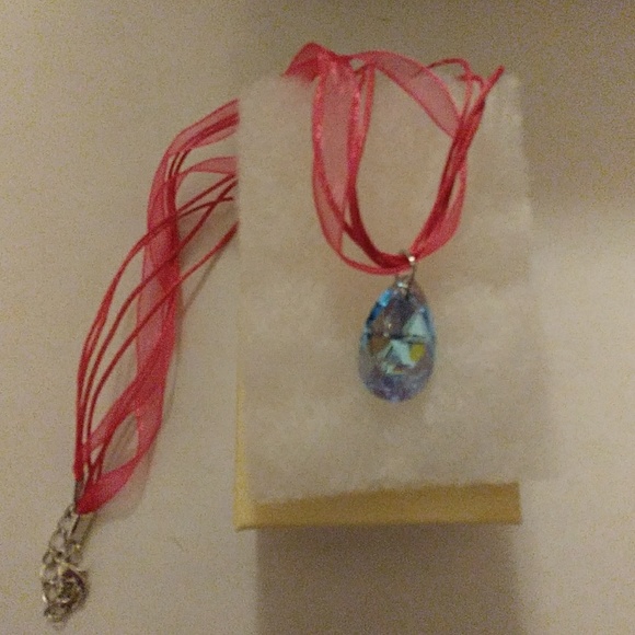 Aruba Blue Crystal Teardrop Necklace - Picture 5 of 8
